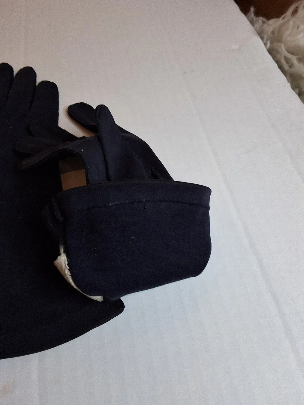 Vintage Shalimar Navy Blue Beaded Dress Gloves Made in USA Size 7